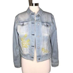 Lularoe M Harvey embroidered jean jacket